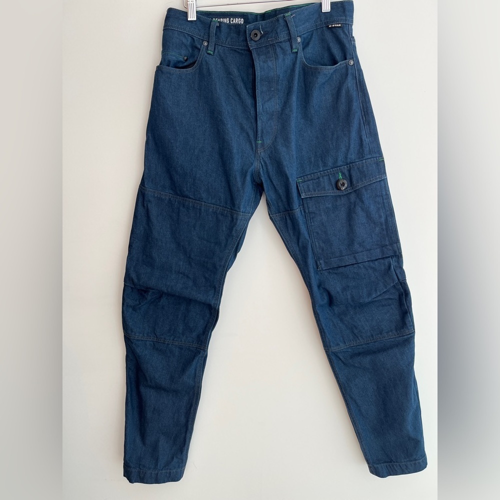 G-STAR RAW Bearing Cargo 3D Relaxed Taper Button Fly Dark Blue Men's Jeans 29/32